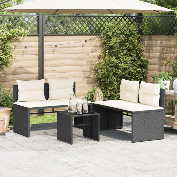 Set Divani da Giardino 4 pz con Cuscini Nero in Polyrattan 4003878