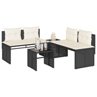 Set Divani da Giardino 4 pz con Cuscini Nero in Polyrattan 4003878