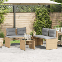 Set Divano da Giardino 4 pz con Cuscini Beige in Polyrattan 4003881