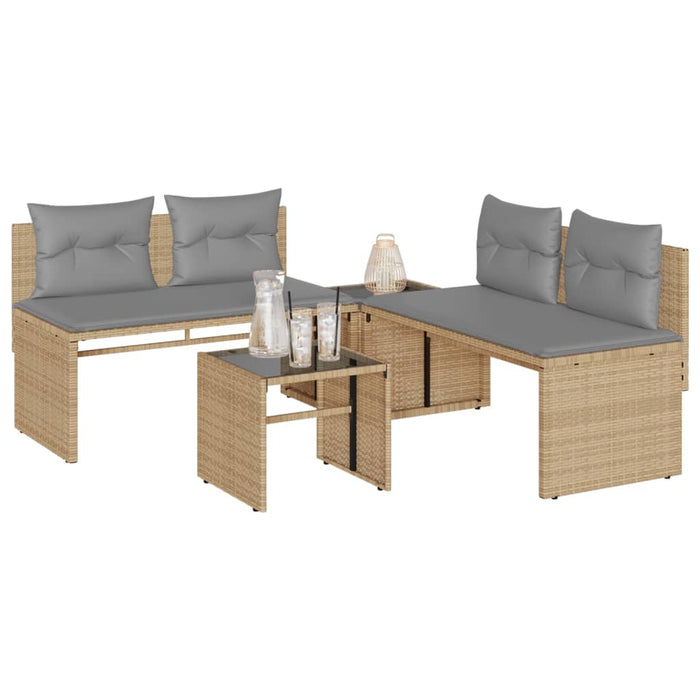 Set Divano da Giardino 4 pz con Cuscini Beige in Polyrattan 4003881