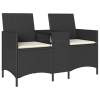 Divano da Giardino a 2 Posti Tavolo Cuscini Nero in Polyrattan 4003884