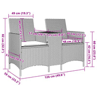 Divano da Giardino a 2 Posti Tavolo Cuscini Nero in Polyrattan 4003884