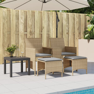 Divano Giardino 2 Posti con Tavolo e Sgabelli Beige Polyrattan 4003893