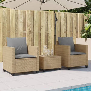 Set da Bistrò 3 pz con Cuscini Beige in Polyrattan 4003899