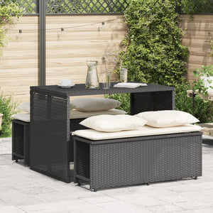 Set da Pranzo da Giardino 3 pz con Cuscini Nero in Polyrattan 4003902