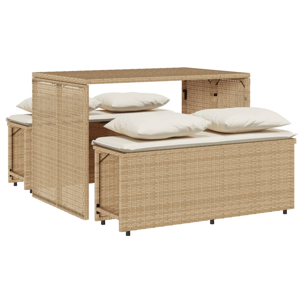 Set da Pranzo da Giardino 3 pz con Cuscini Beige in Polyrattan 4003906