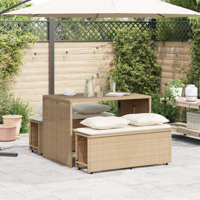 Set da Pranzo da Giardino 3 pz con Cuscini Beige in Polyrattan 4003906