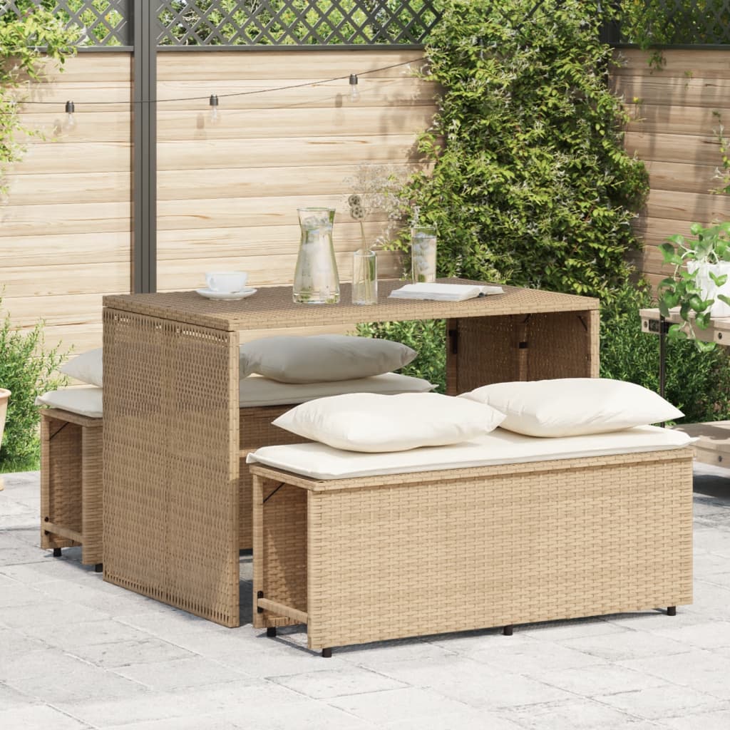 Set da Pranzo da Giardino 3 pz con Cuscini Beige in Polyrattan 4003906