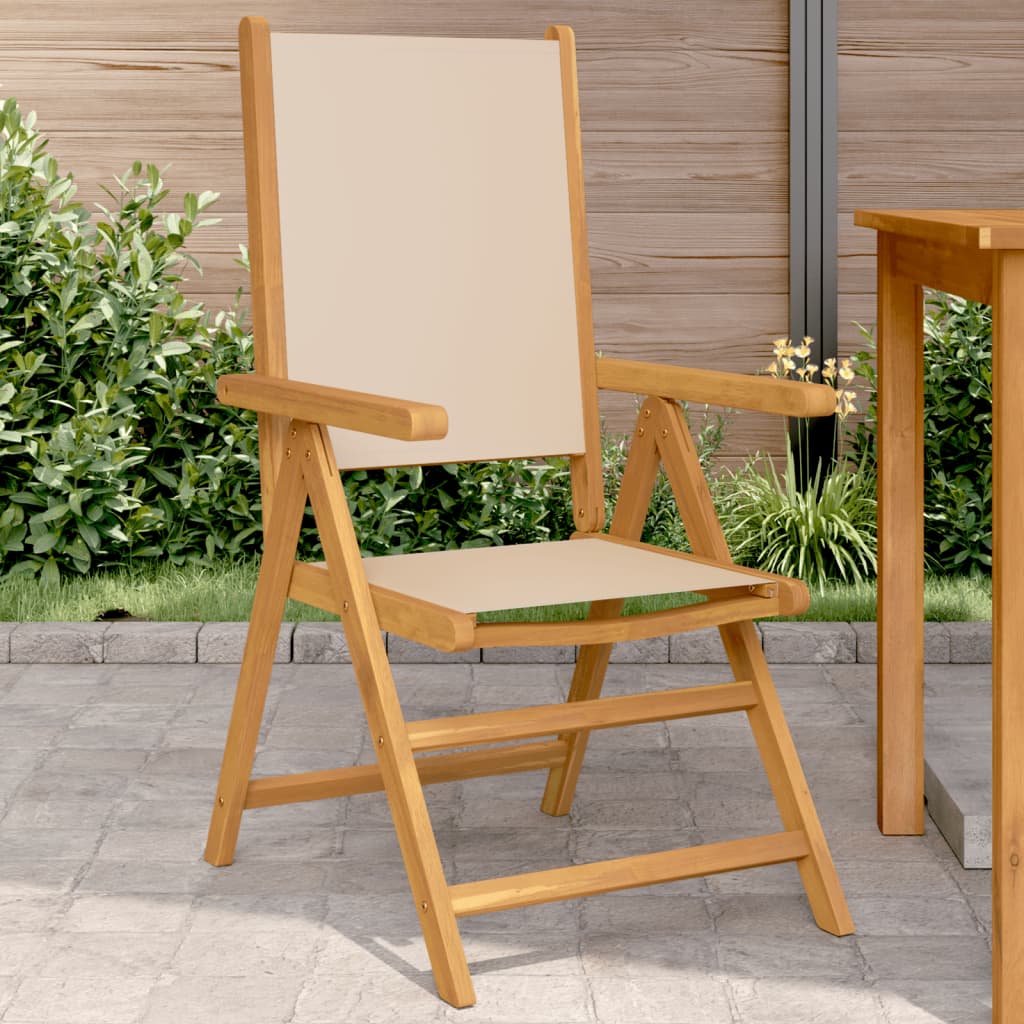 Sedie da Giardino 2pz Beige Legno Massello di Acacia e Tessuto 367660