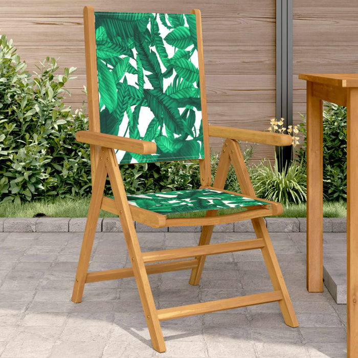 Sedie Giardino 2pz Motivo Foglia Legno Massello Acacia Tessuto 367661