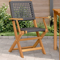 Sedie da Giardino 2 pz Nere Legno Massello Acacia e Polyrattan 367663