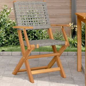 Sedie da Giardino 2pz Grigie Legno Massello Acacia e Polyrattan 367664