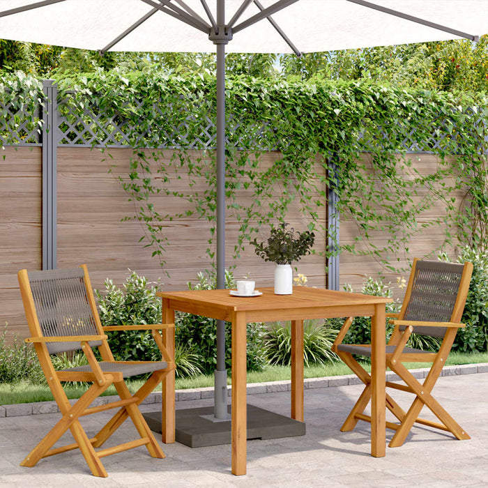 Sedie Giardino 2pz Grigie Legno Massello Acacia e Polipropilene 367667