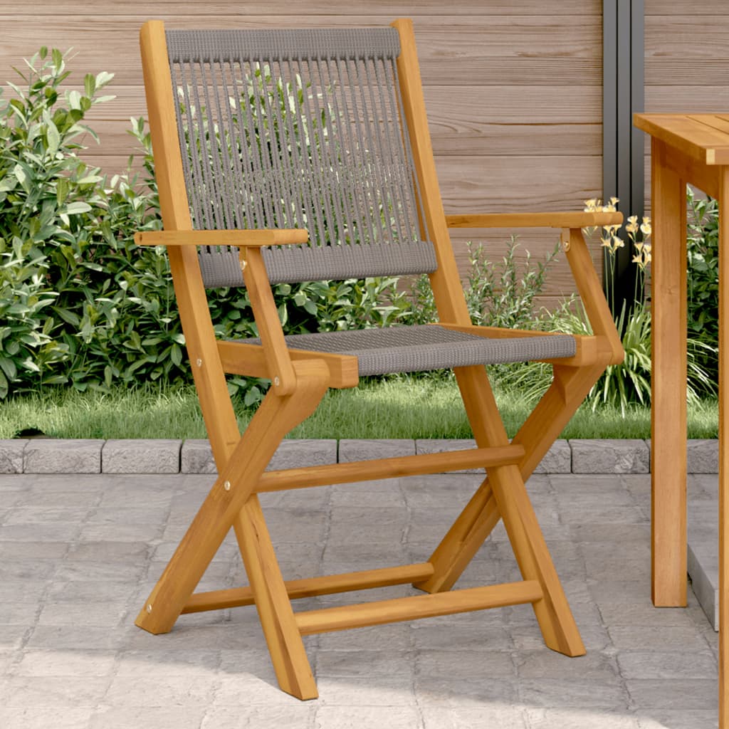 Sedie Giardino 2pz Grigie Legno Massello Acacia e Polipropilene 367667