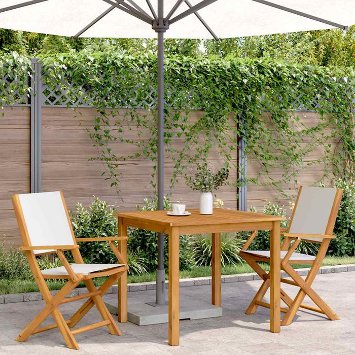 Sedie Giardino 2pz Bianco Crema Legno Massello Acacia e Tessuto 367669