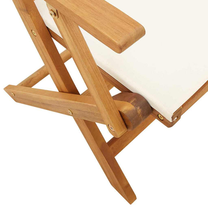 Sedie Giardino 2pz Bianco Crema Legno Massello Acacia e Tessuto 367669