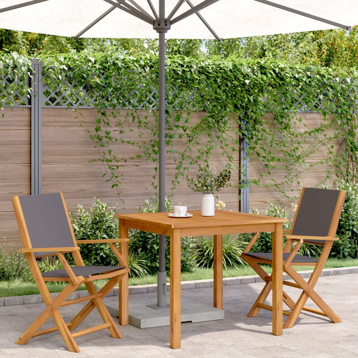 Sedie da Giardino 2pz Antracite Legno Massello Acacia e Tessuto 367670