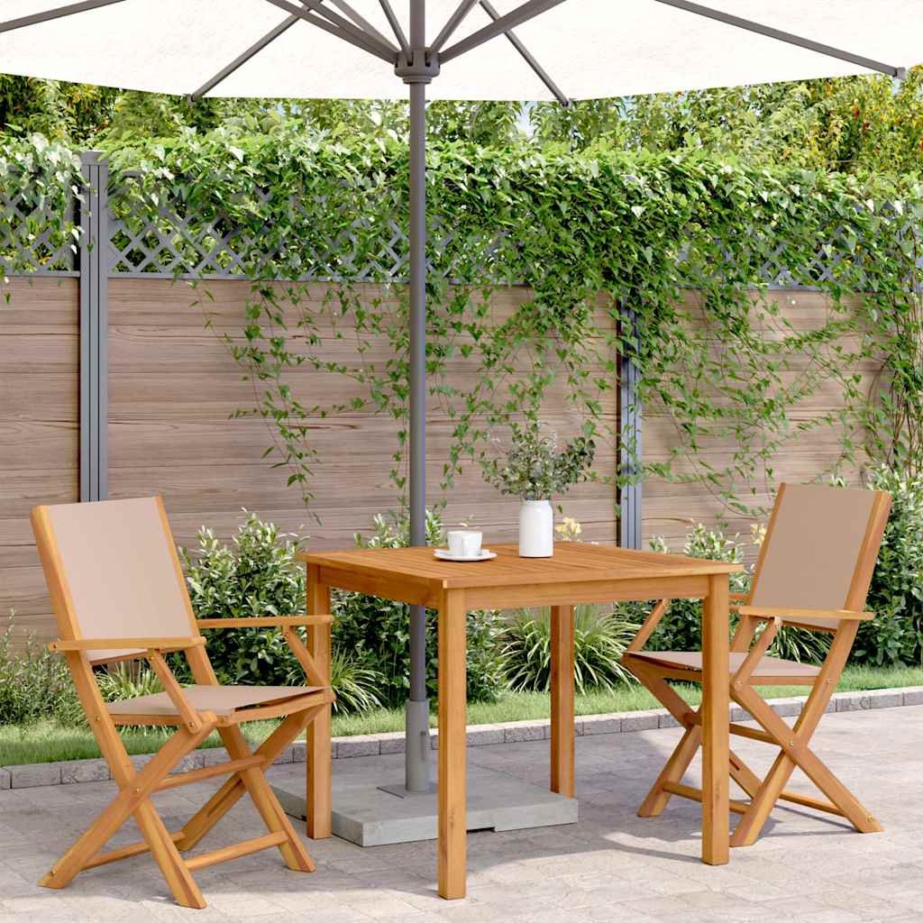 Sedie da Giardino 2pz Tortora Legno Massello Acacia e Tessuto 367671