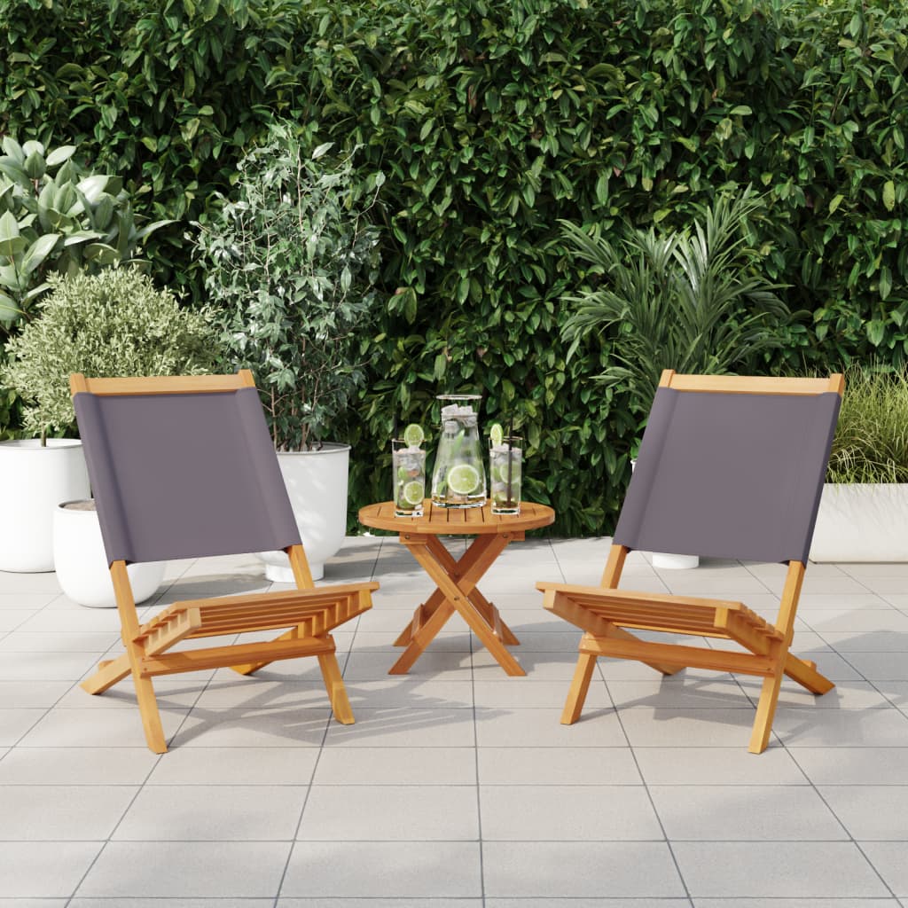 Sedie da Giardino 2pz Antracite Legno Massello Acacia e Tessuto 367691