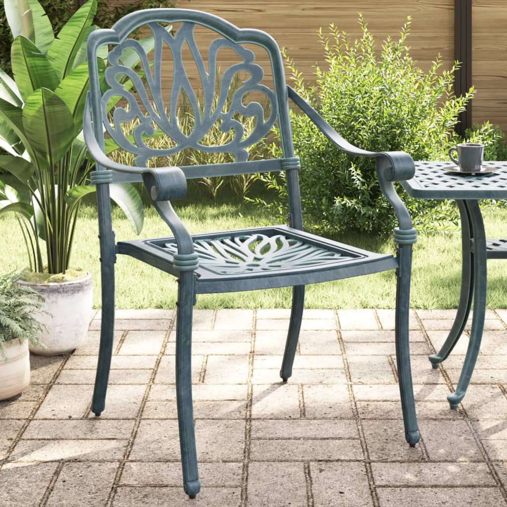 Sedie da Giardino 2 pz Verdi in Alluminio Pressofuso 4002801