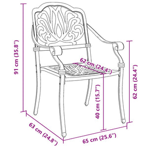 Sedie da Giardino 2 pz Verdi in Alluminio Pressofuso 4002801