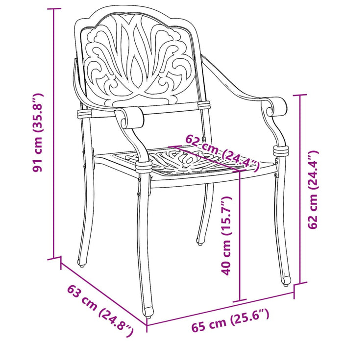 Sedie da Giardino 2 pz Verdi in Alluminio Pressofuso 4002801