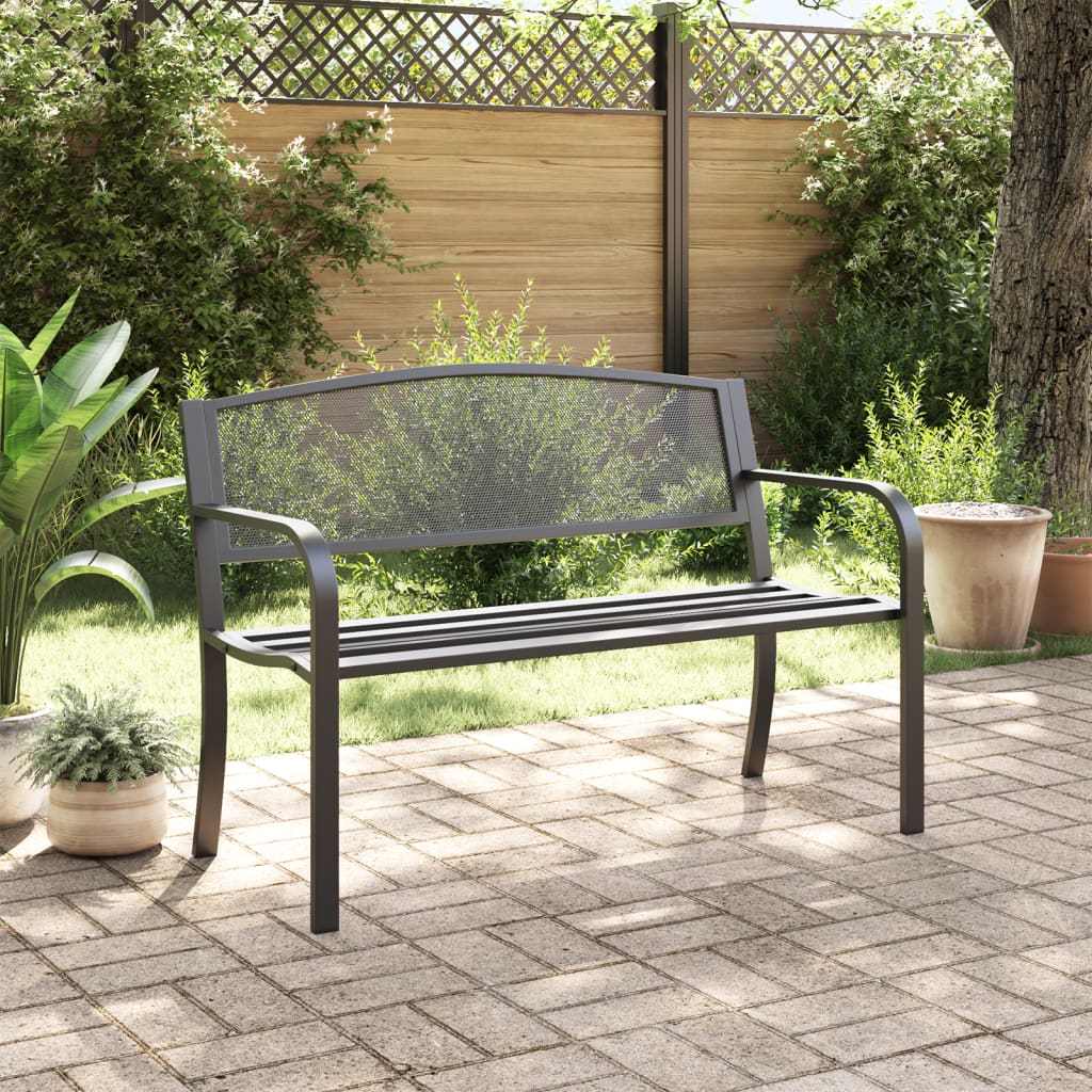 Panchina da Giardino 119 cm Nera in Acciaiocod mxl 93358