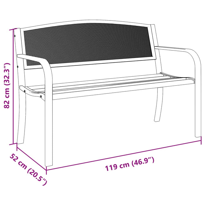 Panchina da Giardino 119 cm Nera in Acciaio 4002827