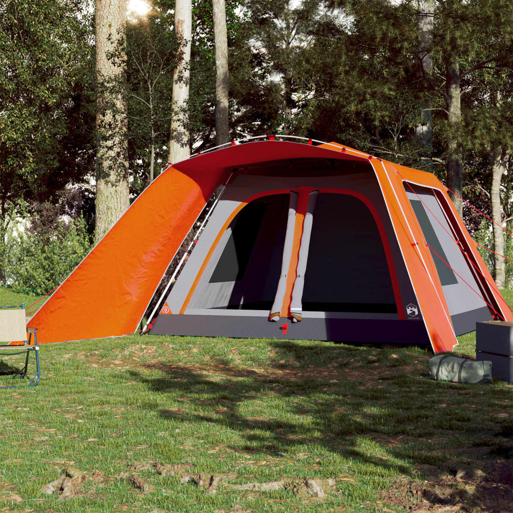 Tenda Famiglia Portico 9 Pers. Grigio Arancione Rilascio Rapido 4004215