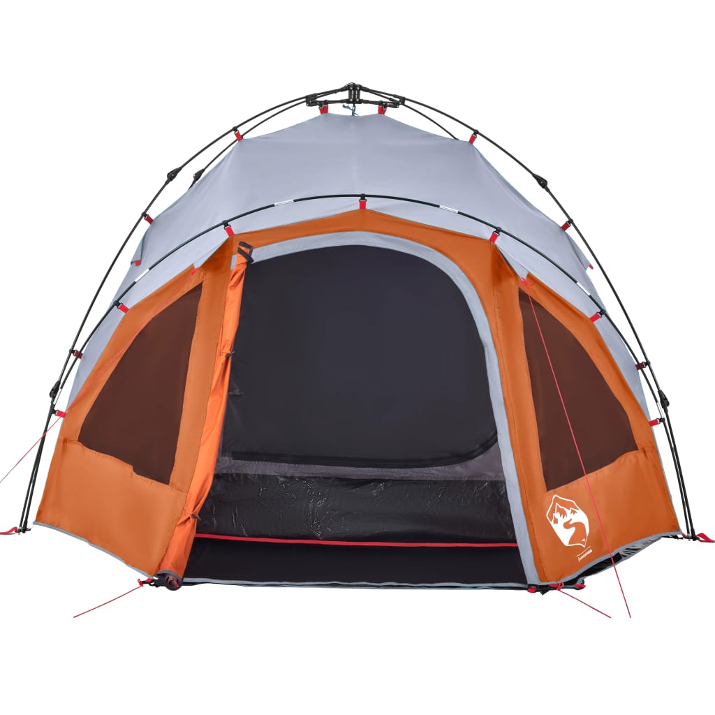 Tenda a Cupola 3 Persone Grigio e Arancione a Rilascio Rapido 4004224