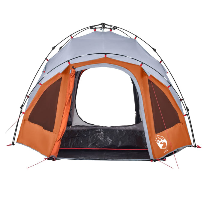 Tenda a Cupola 3 Persone Grigio e Arancione a Rilascio Rapido 4004224