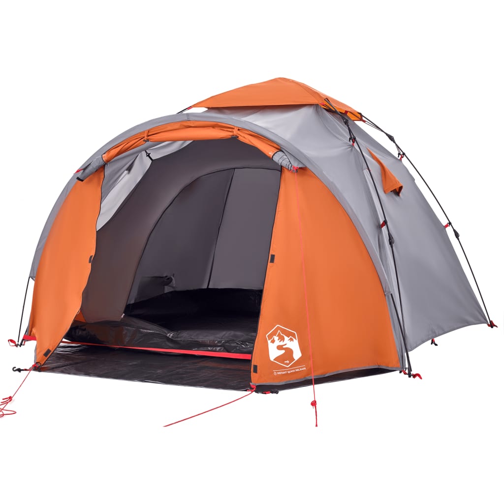 Tenda a Cupola 3 Persone Grigio e Arancione a Rilascio Rapido 4004228