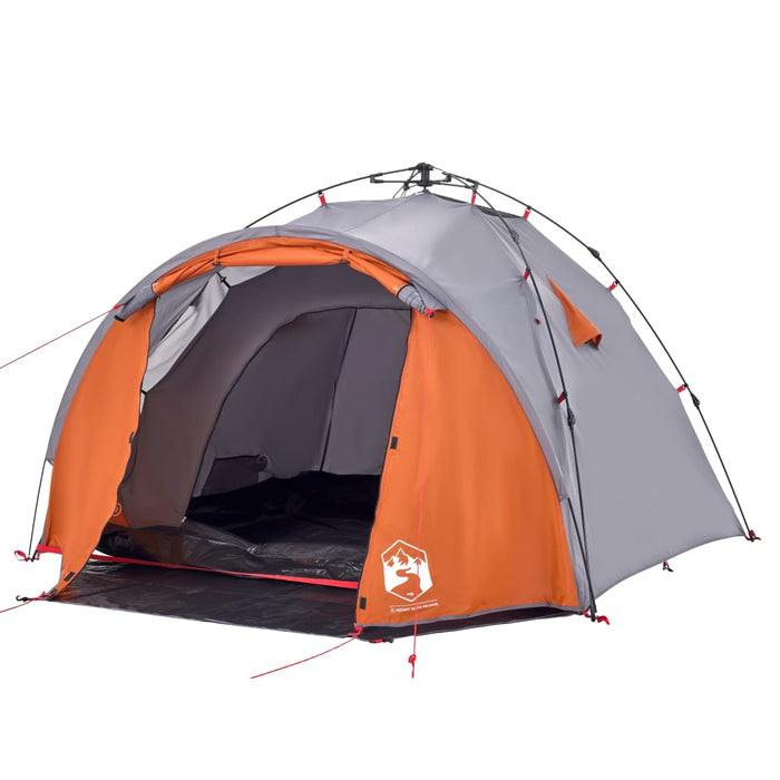 Tenda a Cupola 3 Persone Grigio e Arancione a Rilascio Rapido 4004228