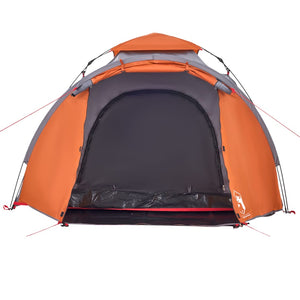 Tenda a Cupola 3 Persone Grigio e Arancione a Rilascio Rapido 4004228