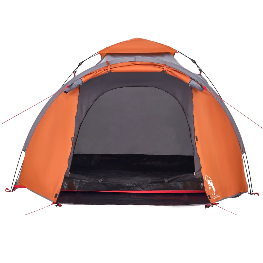 Tenda a Cupola 3 Persone Grigio e Arancione a Rilascio Rapido 4004228