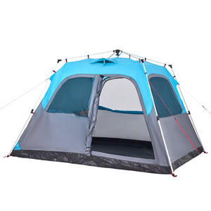 Tenda Familiare a Cupola 6 Persone Blu a Rilascio Rapido 4004234