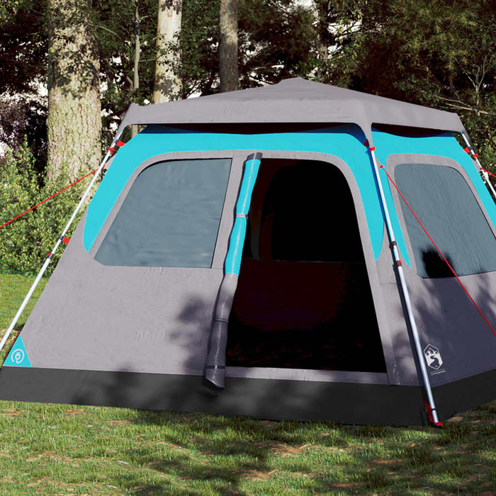 Tenda Familiare a Cupola 6 Persone Blu a Rilascio Rapido 4004234