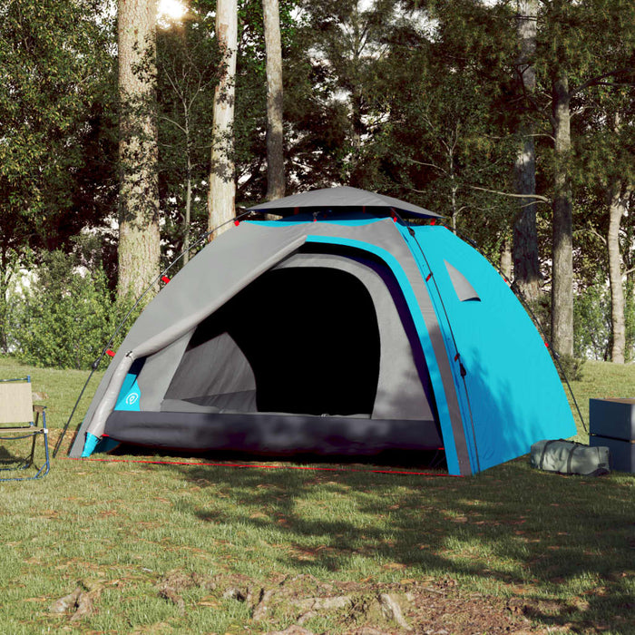 Tenda a Cupola da Campeggio 4 Persone Blu a Rilascio Rapido 4004243