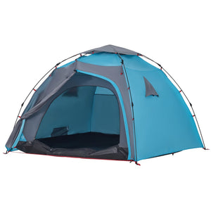 Tenda a Cupola da Campeggio 4 Persone Blu a Rilascio Rapido 4004243