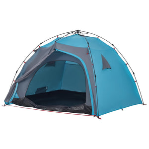 Tenda a Cupola da Campeggio 4 Persone Blu a Rilascio Rapido 4004243