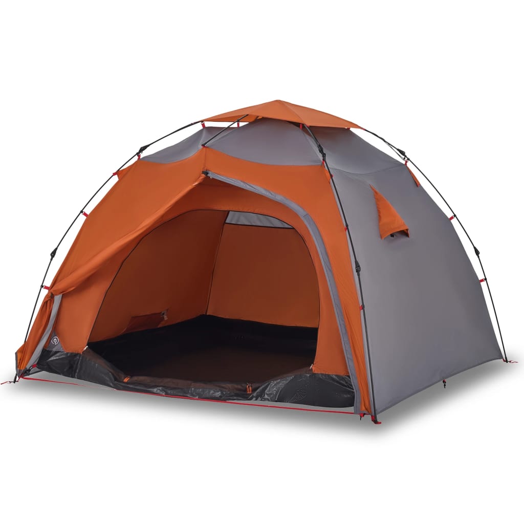 Tenda a Cupola 4 Persone Grigio e Arancione a Rilascio Rapido 4004244