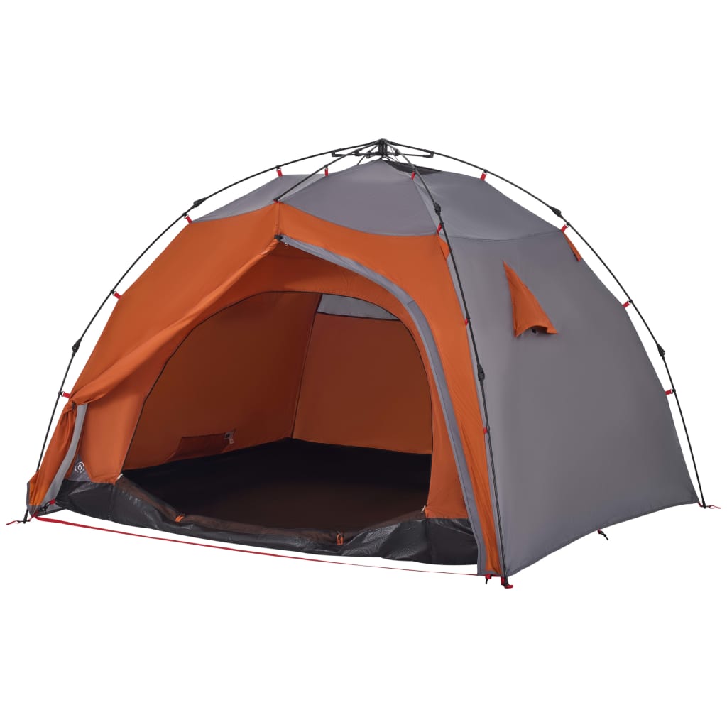 Tenda a Cupola 4 Persone Grigio e Arancione a Rilascio Rapido 4004244