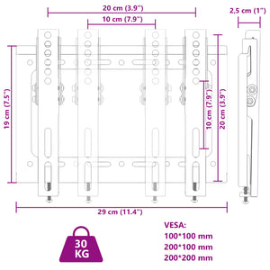 Supporto TV a Muro per Schermo 14-42" Max VESA 200x200 mm 30kg 379568