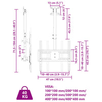 Porta TV a Soffitto per Schermo 32"-65" Max VESA 400x400mm 40kg 379576