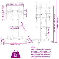 Supporto TV su Ruote Schermo 32"-70" Max VESA 600x400 mm 50kg 379577