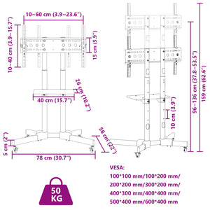 Supporto TV su Ruote Schermo 32"-70" Max VESA 600x400 mm 50kg 379577