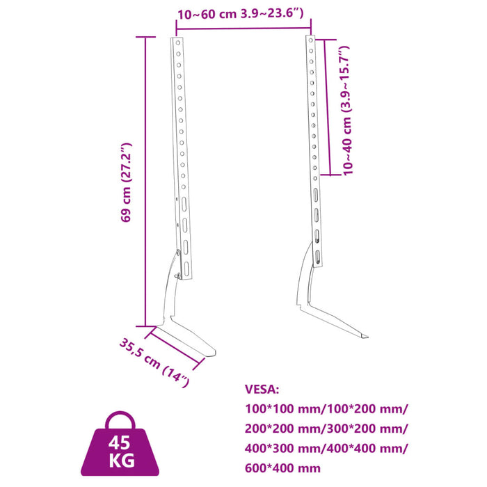 Supporti TV 2pz per Schermo 37"-75" Max VESA 600x400 mm 45kg 379580