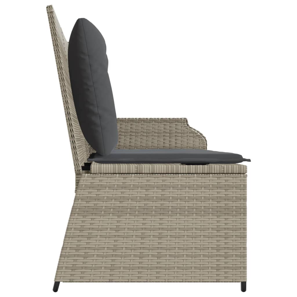 Panca Reclinabile Giardino con Cuscini Grigio Chiaro Polyrattan 368942