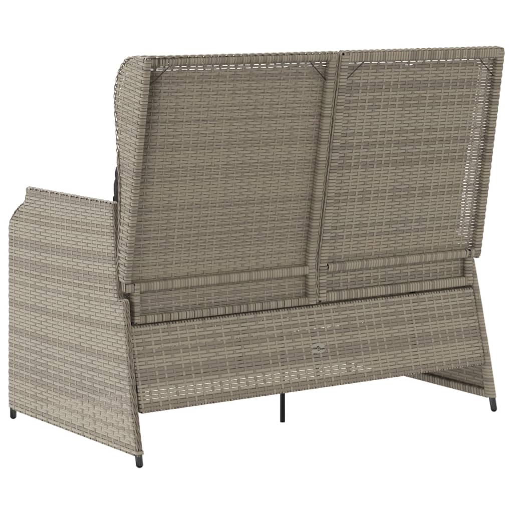 Panca Reclinabile Giardino con Cuscini Grigio Chiaro Polyrattan 368942