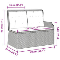 Panca Reclinabile Giardino con Cuscini Grigio Chiaro Polyrattan 368942